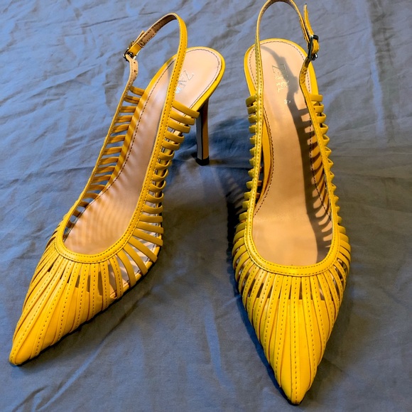 Zara Shoes - Zara yellow open slit sling back heels size 8.5